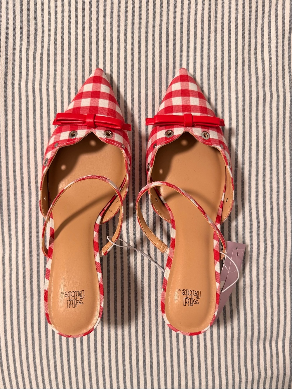 wild fable Red Gingham Pointed Toe Slingback Mules